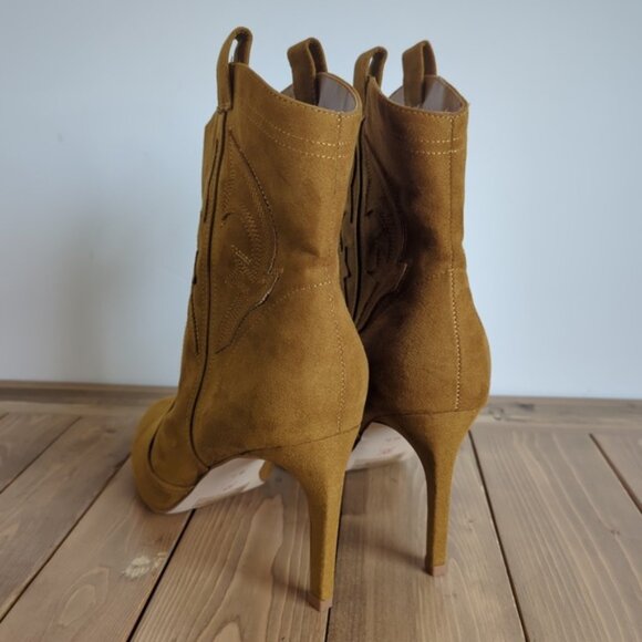 BCBGeneration Tan Faux Suede Western Ankle Boots - Picture 5 of 11